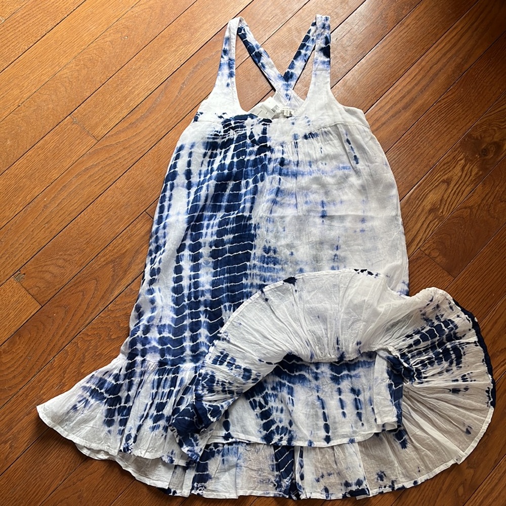 NWT En Crème blue & white tie dye dress size small